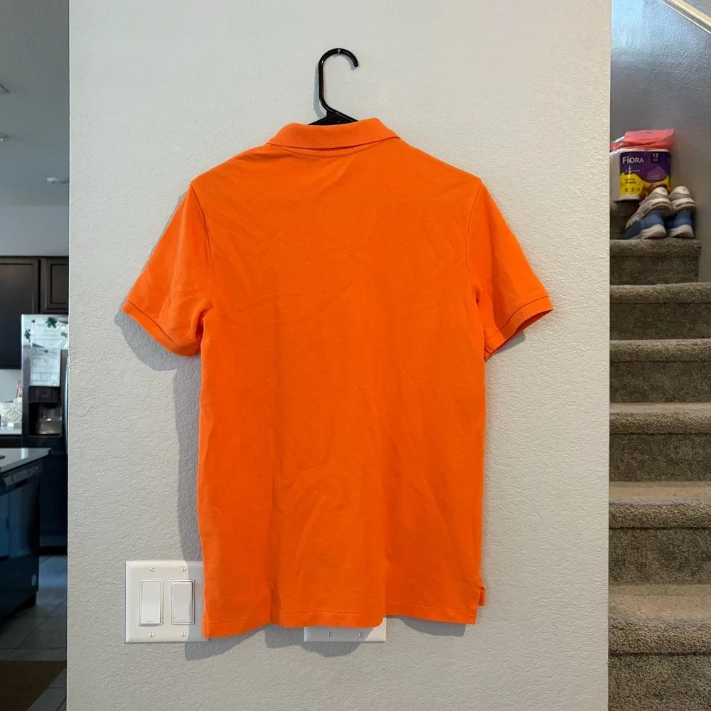 Polo Ralph Lauren Mens Classic Fit Orange Pique Polo Shirt Short Sleeve XS